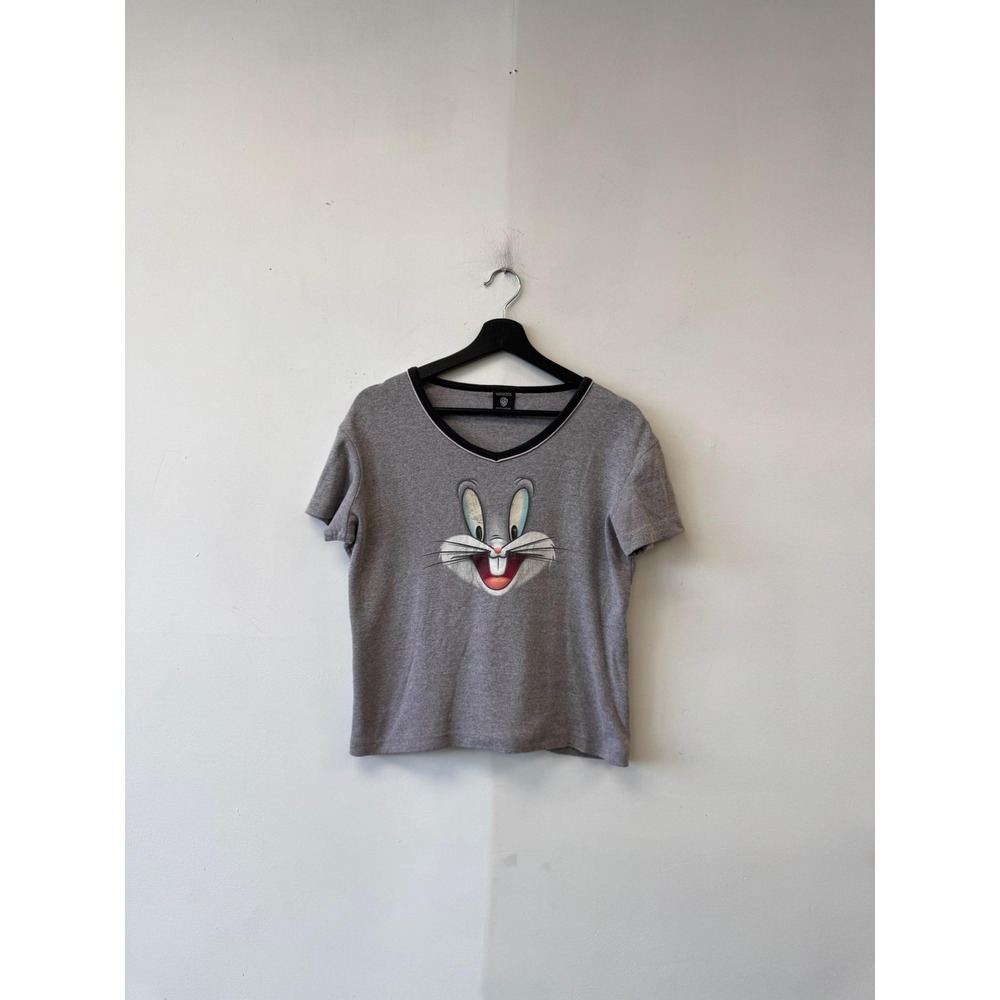 Vintage Warner Bros Studio Store‎ Shirt Womens Large Gray Bugs Bunny Baby Tee